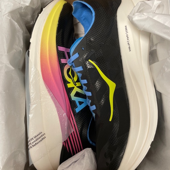 Size 13 - Hoka Rocket X 2 Men’s Running Shoes Black/Multi - Picture 2 of 9